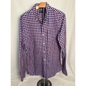 Rye by Hawker Rye Button Down Shirt Large Slim Pink Blue Check
